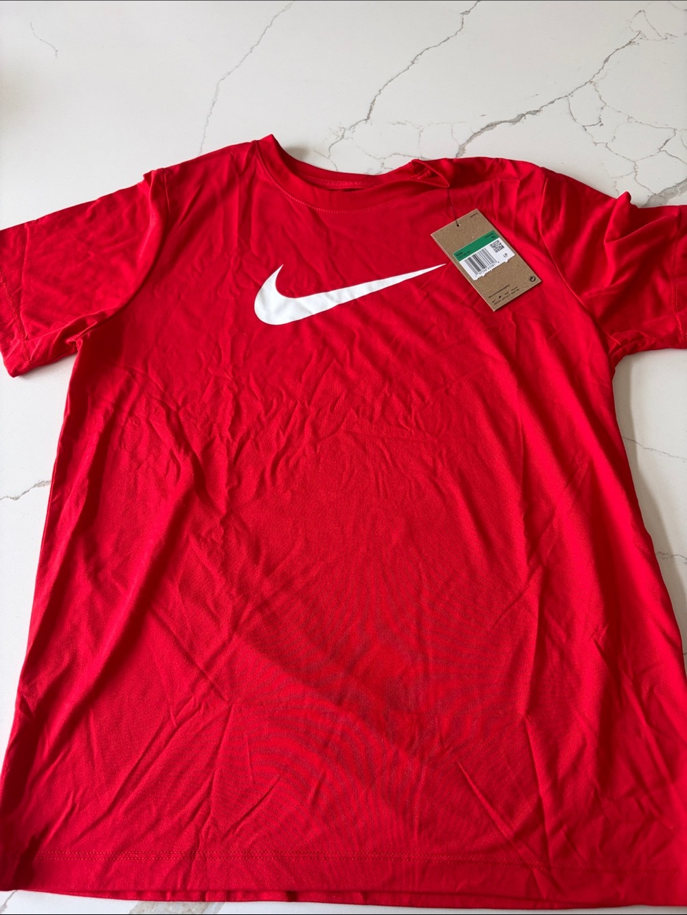 Nike Red Tee with White Swoosh Logo Kids XL